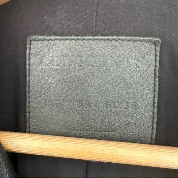 All Saints Black Leather Balfern Jacket - Picture 8 of 10